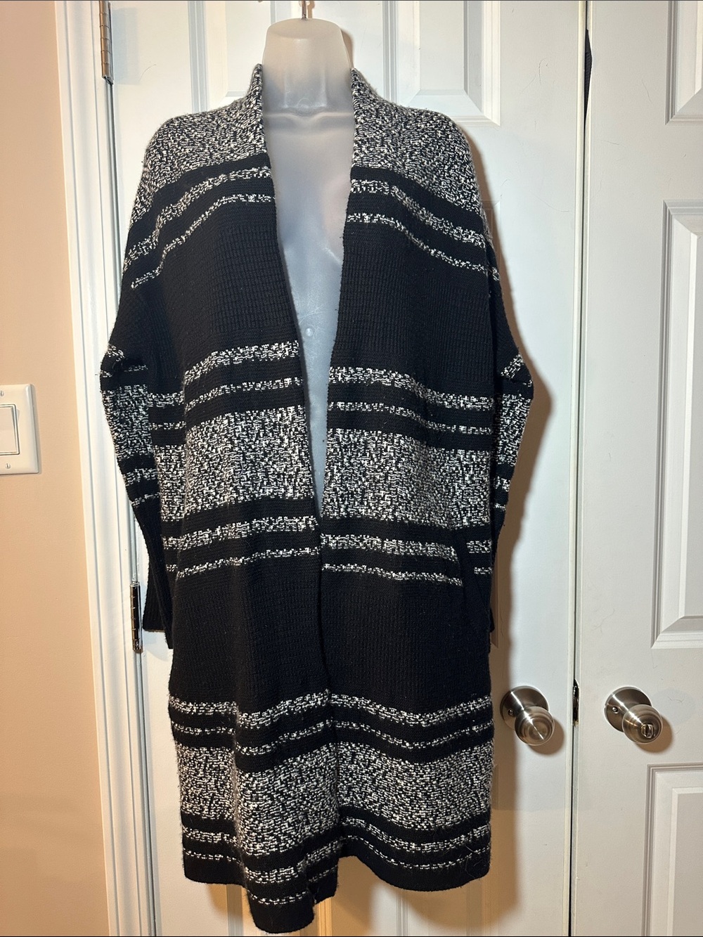 Black & White Open-Front Women's Cardigan Sweater